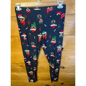 Holiday Time Women's Christmas Dog Print Leggings Sleep Medium (8-10) santa